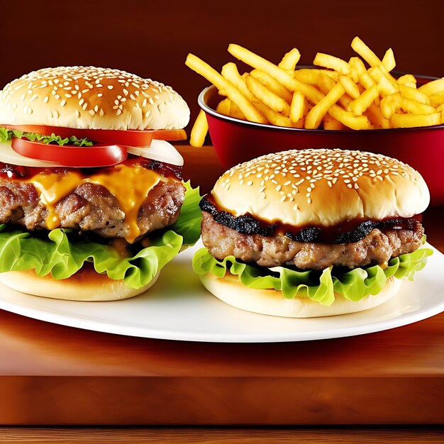 Photo wrap with tortilla sandwich burger and fries