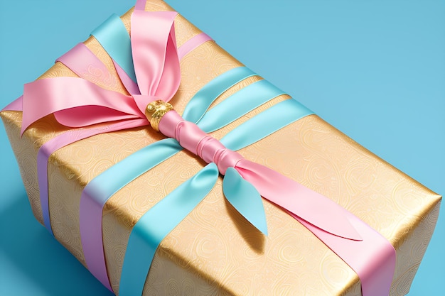 A wrapped birthday gift tied with a ribbon or bow AI generated