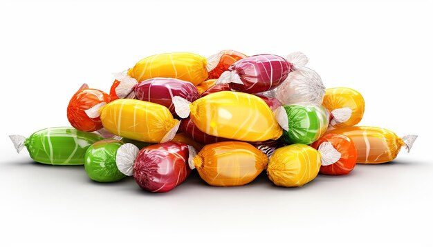 Wrapped Candies Isolated on White Background