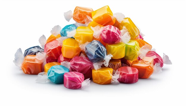 Wrapped Candies Isolated on White Background