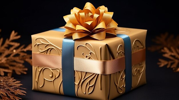 Photo wrapped gift box hd 8k wall paper stock photographic image