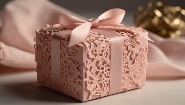 Wrapped gift box with ornate decoration generated by AI