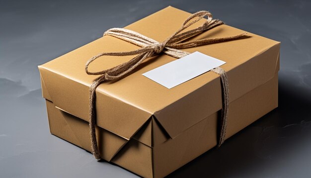 Wrapped gift box with shiny blue wrapping paper generated by AI