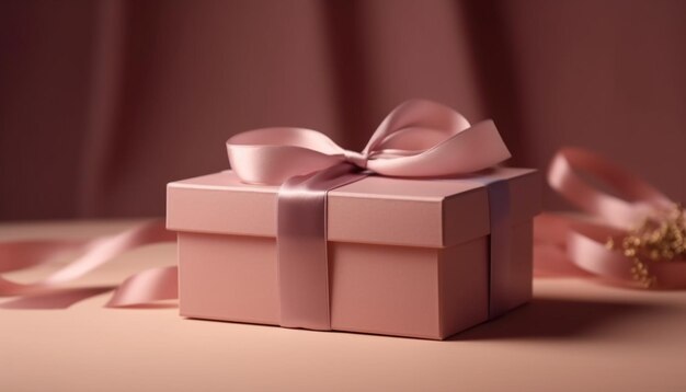 Wrapped gift box with shiny paper and satin generated by AI