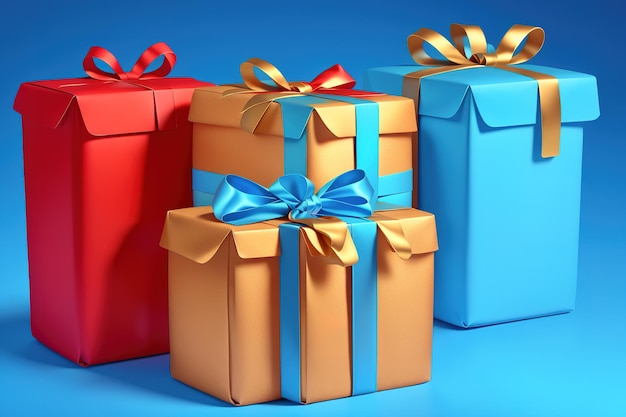 Wrapped Gift Boxes with blured background