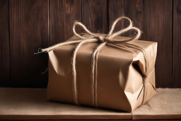 A wrapped paper gift box