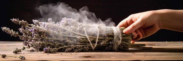 Wrapped White Sage Incense Sticks on wood table