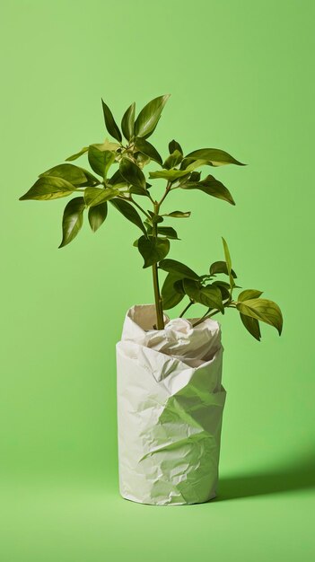 wrapping plant in paper in the style of environmental awareness World Environment Day