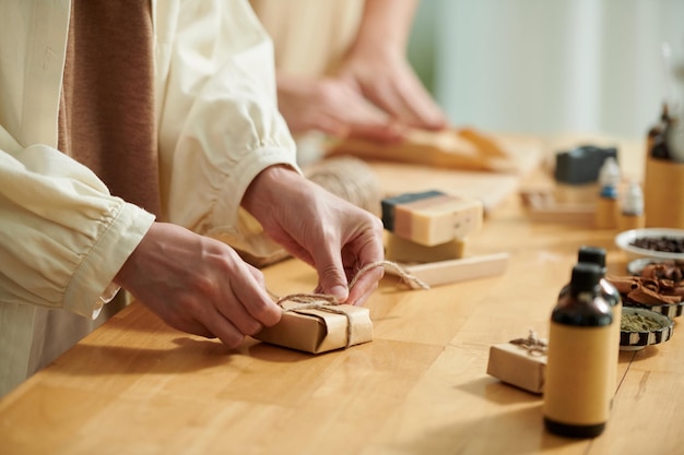 Wrapping Soap Bars in Craft Paper