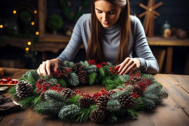 Wreath artistry woman's seasonal handwork