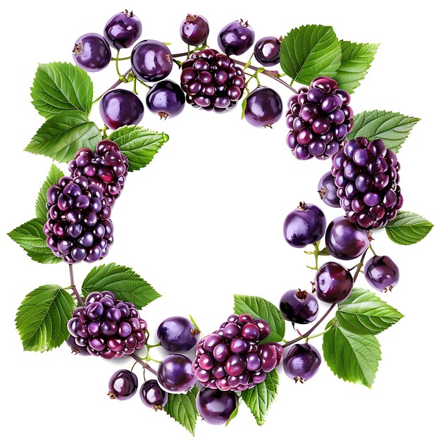 a wreath of blackberries with a green leaf that saysblackberry