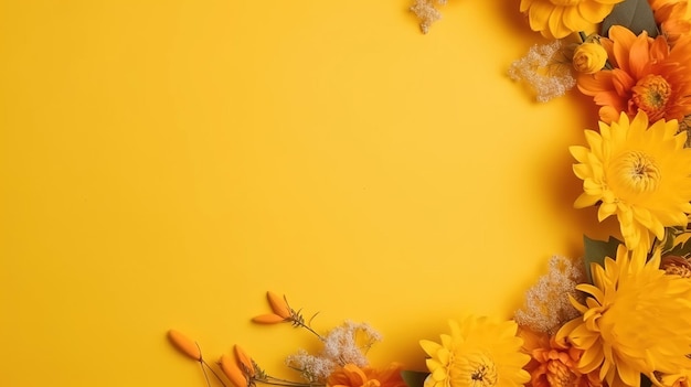 Wreath decoration on a yellow background