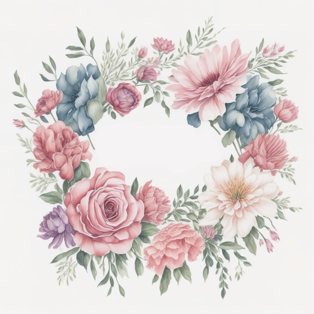 A wreath of flowers is decorated with different colors.