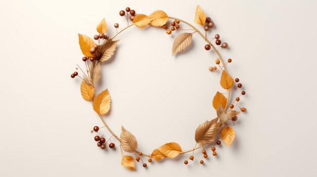 Wreath flowers leaves twigs autumn wreath fall decorations farm house style home decor created with Generative AI technology