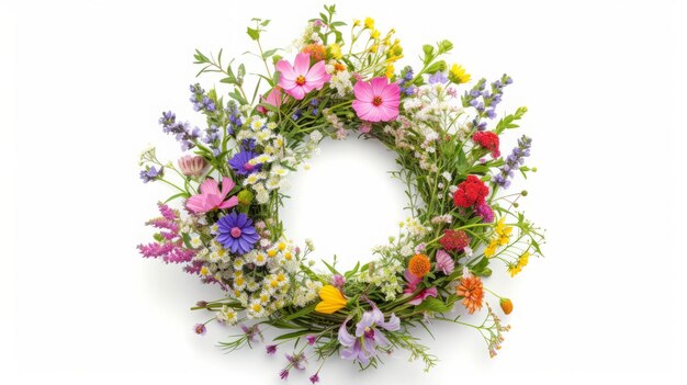 wreath of flowers on a white background