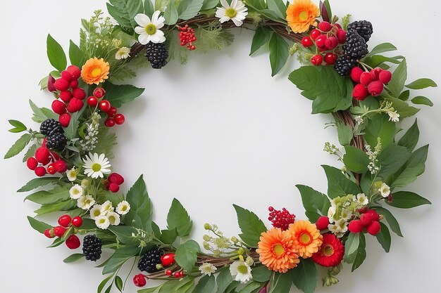 A wreath of flowers with berries