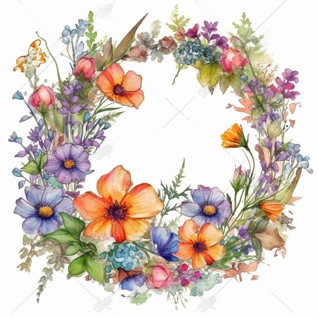 A wreath of flowers with a butterfly on it