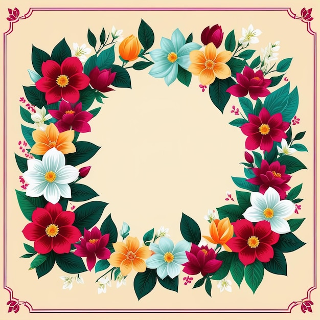 a wreath of flowers with leaves and flowers