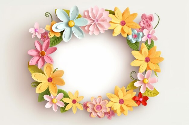 A wreath of flowers with a red heart on the top.