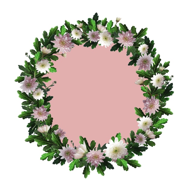 Wreath of flowers with space for text