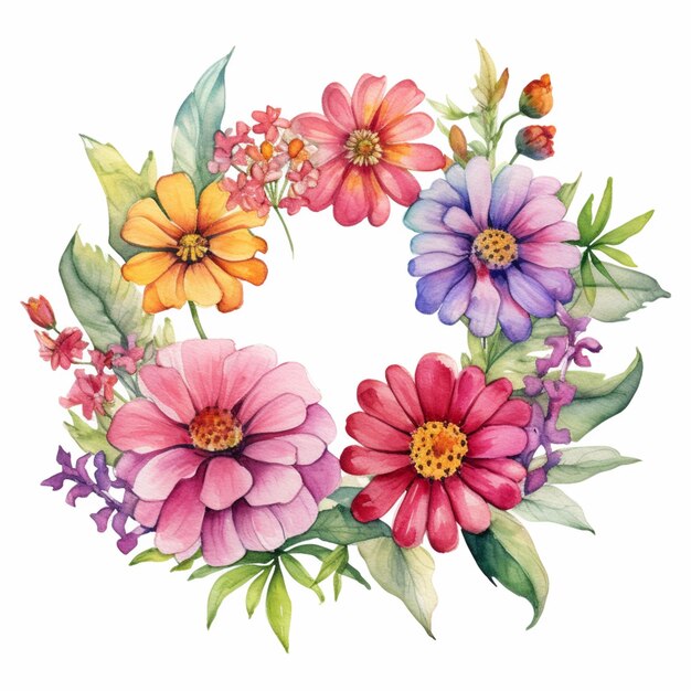 A wreath of flowers with the word spring on it.