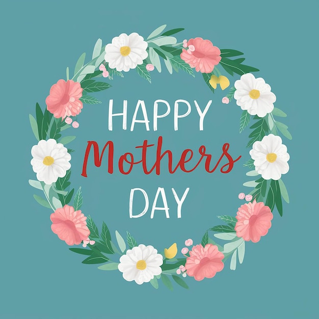 a wreath of flowers with the words happy mothers day on it