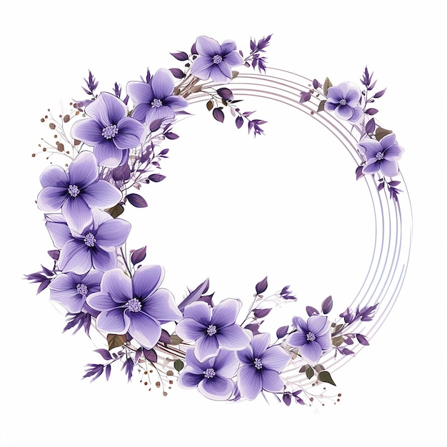 Wreath Frame illustration of Flowers with white background and Vector Style Design