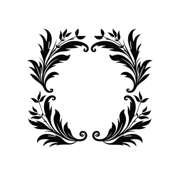 Foto iconica della corona simbolo di ramoscello minimo foglie silhouette rami d'albero forma erbe foglia di pianta eucalipto ramoscello silhouette bianco e nero illustrazione generativa ai