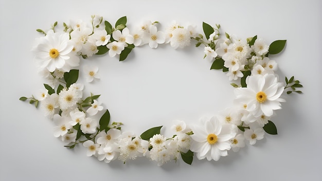 写真 白い背景の上に美しいジャスミン花で作られた花束