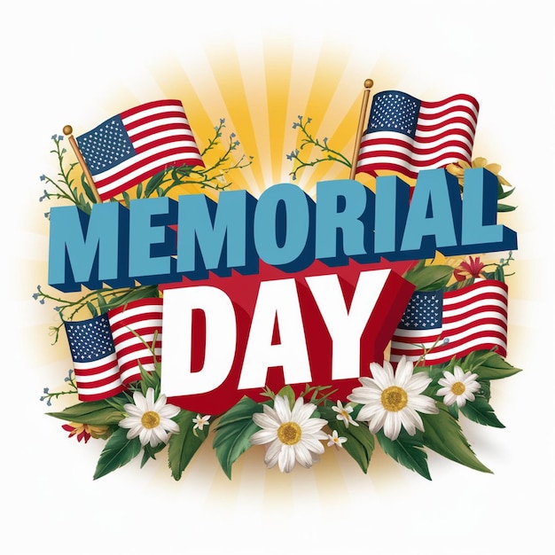 메모리얼 데이 (Memorial Day) 라는 문구가 새겨진 메모리엘 데이 (memorial day) 의 꽃받침.