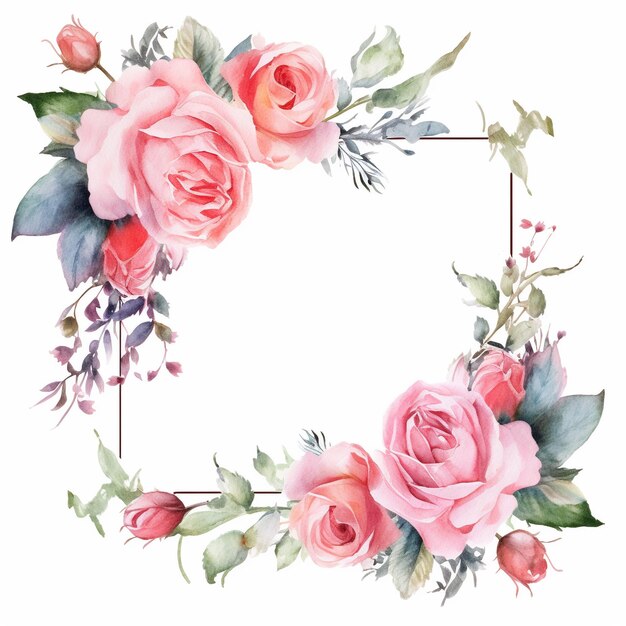 a wreath of roses and leaves with a frame for the text " spring ".