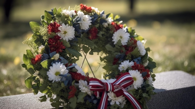 A wreath with the flag of the netherlands on it