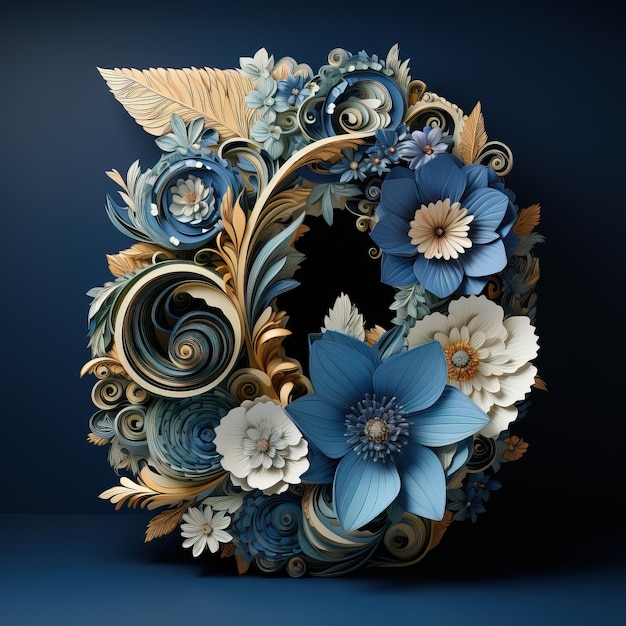 a wreath with flowers and a bird on it