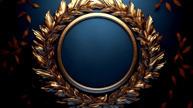 Wreath with gold laurel wreath on a dark background