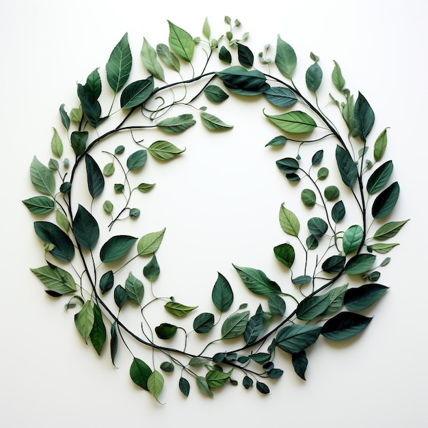 Photo a wreath with green leaves and a circle with the word peace on it