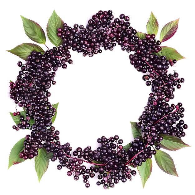 a wreath with green leaves and a picture of berries