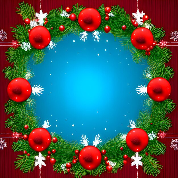 Photo a wreath with red balls and snowflakes on it