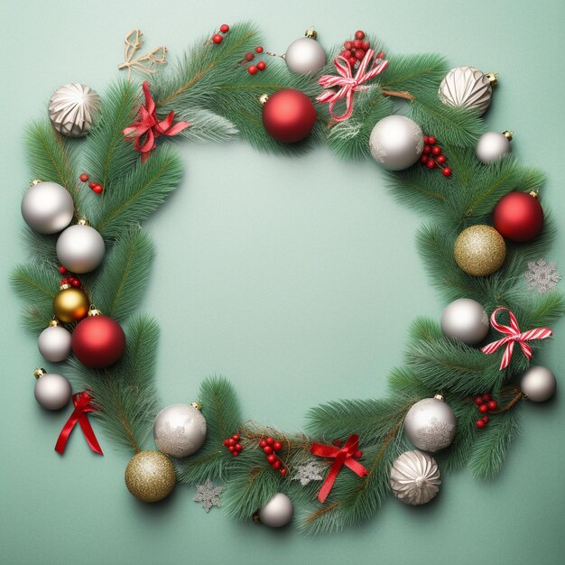 a wreath with a red and silver christmas wreath on it