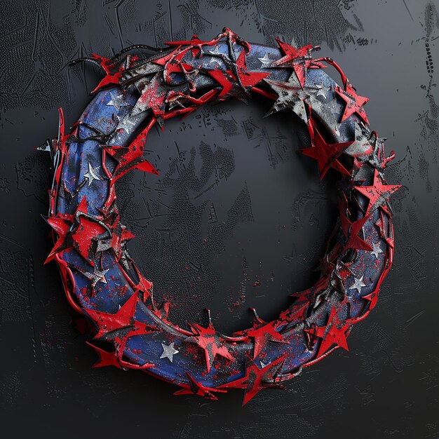 a wreath with a star on it that says  the word  on it