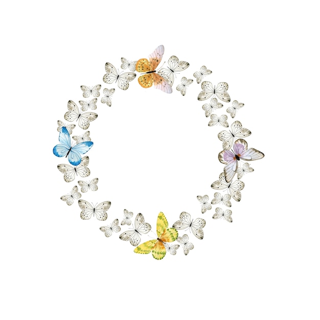 Photo wreath with watercolor butterflies