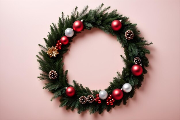 Wreath of Wonder Festive Christmas Background Adorned with Holiday Splendor