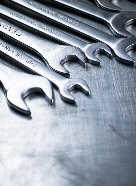 Photo wrench on a gray table