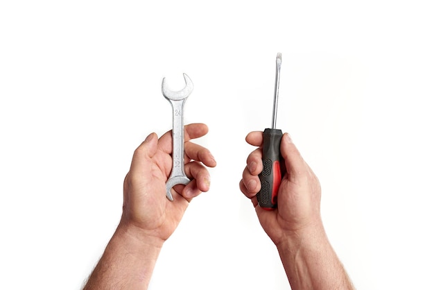 Photo wrench hand on white background