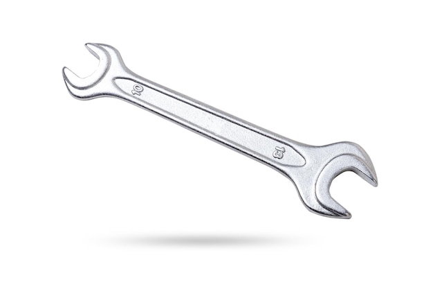 Wrench for nuts 10 and 13 millimeters on a white isolated background