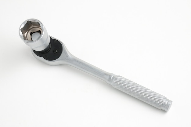 Wrench for nuts and bolts on an isolated white background