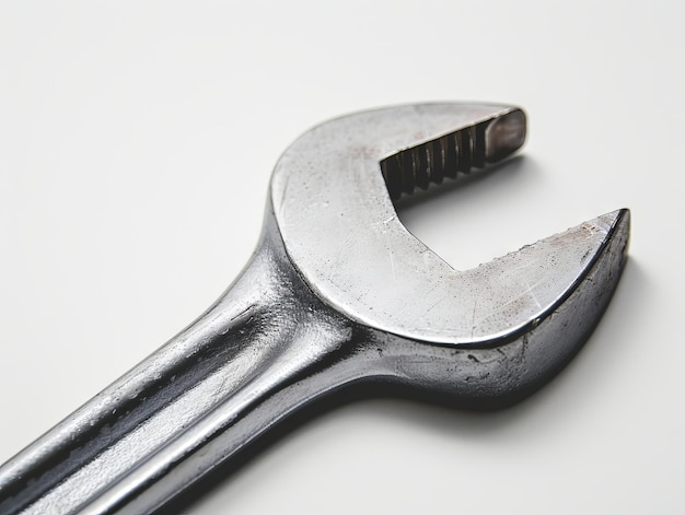 A wrench on a white surface