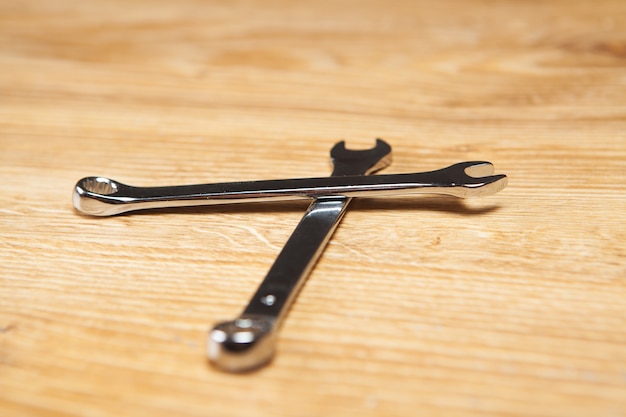 Wrenches of different sizes on the table