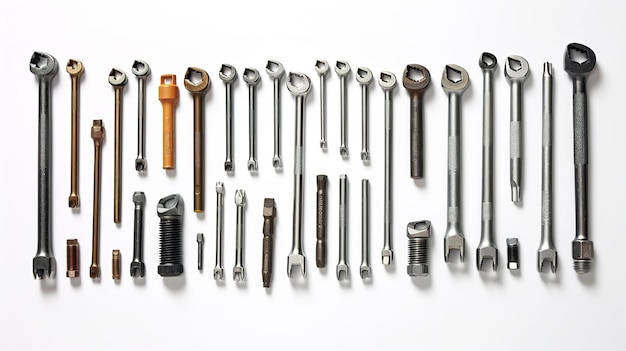 Wrenches Various types for loosening and tightening nuts and bolts