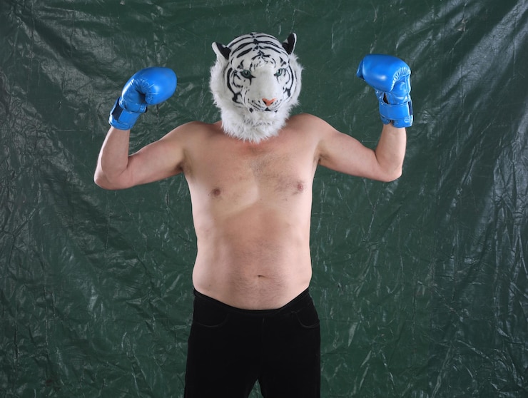 Photo wrestler in a tiger mask