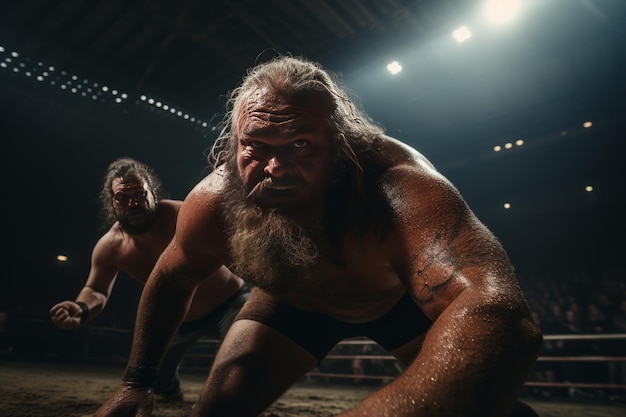 Wrestlers Engaged In A Fierce Match Generative AI